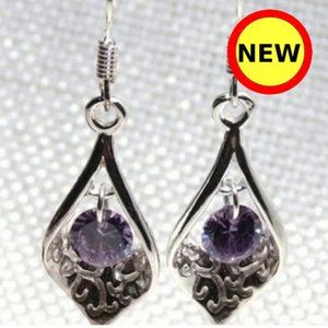 NEW Purple Crystal Dangle Earrings